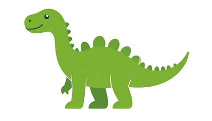 Obraz premium A cheerful green cartoon dinosaur, side profile, simple design
