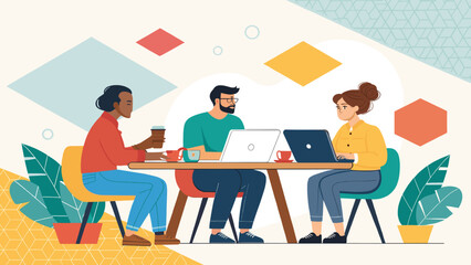 Diverse team collaborating on laptops, perfect for website banners or marketing materials.