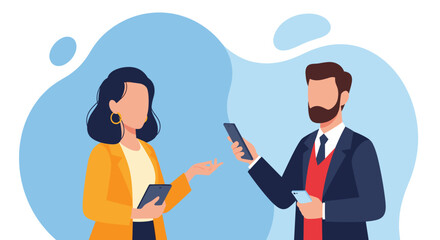 Business colleagues collaborating using smartphones. Ideal for websites, presentations, and brochures.