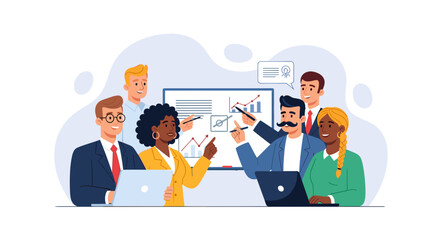 Diverse business team collaborating on a project, perfect for website banners or marketing materials.