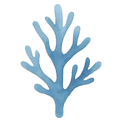 Watercolor Blue Coral Illustration for Underwater Art