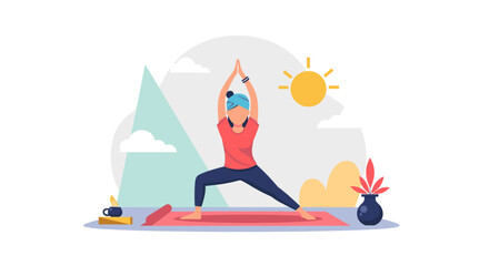 Fototapeta premium Woman practicing yoga outdoors. Perfect for wellness websites, yoga studios, and health publications.
