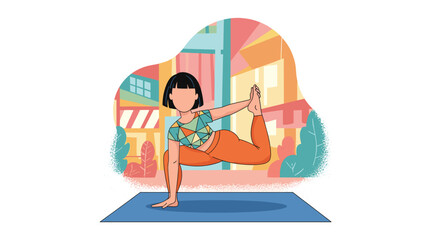 Woman practicing yoga outdoors, perfect for wellness websites or brochures.