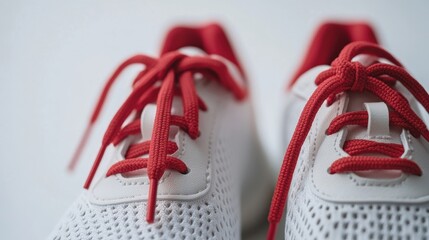 red and white sneakers closeup