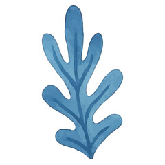 Obraz premium Watercolor Blue Coral Illustration for Underwater Art