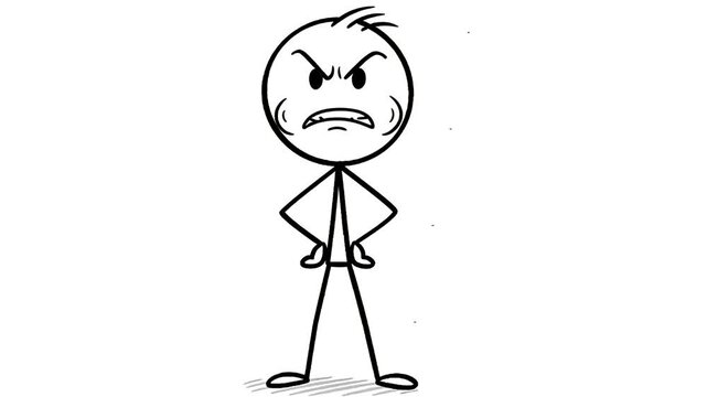 Angry Stick Figure Blows Raspberry Then Walks Away