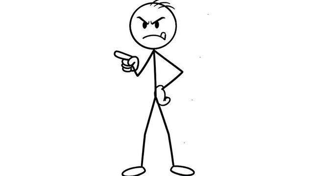 Angry Stick Figure Man Accusing and Pointing