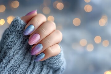 Naklejka premium キラキラ輝くグラデーションマニキュア