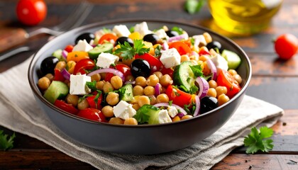 Mediterranean chickpea salad in a bowl