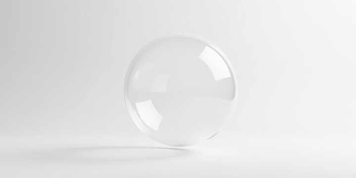 A Clear Spherical Object on a White Background, Representing Purity, Simplicity, and Minimalist Design Aesthetics
