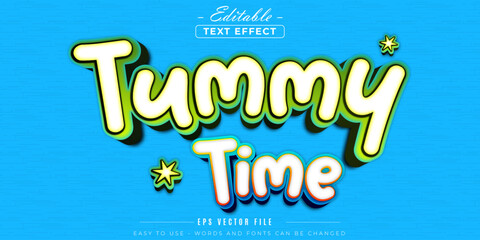 Cute tummy time text, editable text effect.