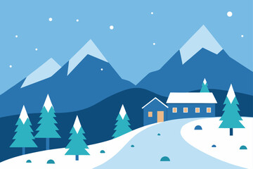 Peaceful Winter Landscape with a Quaint Village