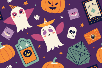 Pattern of Stylish Halloween Themed Tarot Cards