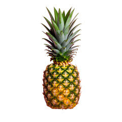Fototapeta premium Golden Pineapple: A single, ripe pineapple, a tropical fruit, is showcased. Its rough, textured skin and spiky, leafy crown display its beauty.