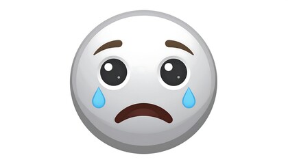 A simple, round emoticon depicting sadness, with downturned mouth and tears