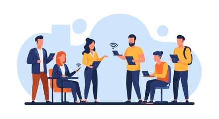 Teamwork, collaboration, and communication concept illustration for websites and presentations.