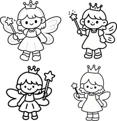 Coloring Page – Chibi Princess Fairy with Star Wand