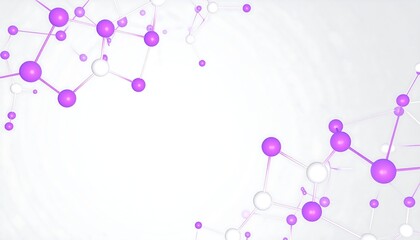 Abstract background with lilac and white molecule structures on a light grey backdrop