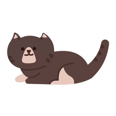 Cute Doodle Black Cat Relaxing Illustration