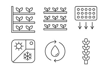 Fototapeta premium Line icons of hydroponics and plant growth elements