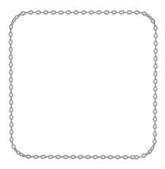 High-resolution 3D illustration of a decorative metallic chain forming a clean, contemporary frame. Perfect for showcasing content with a touch of unique sophistication