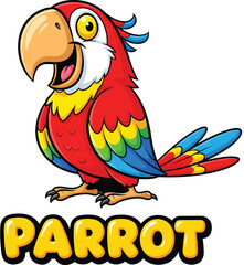 Obraz premium Cheerful Cartoon Parrot Illustration