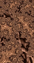 Detailed fractal artwork showcasing intricate patterns and shades of brown and bronze tones