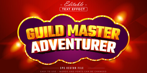 Guild master adventurer text, editable text effect.