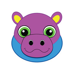 Fototapeta premium Cute hippo face vector illustration