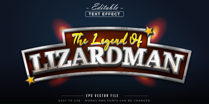The legend of lizardman text, editable text effect.