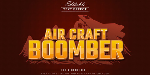 Aircraft bomber text, editable text effect.