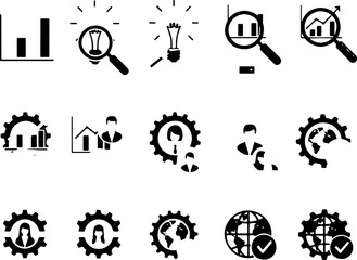 Vector art of business analytics and global strategy icons