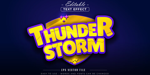Shiny thunder storm, editable text effect.