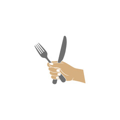 Knife and fork icon logo flat vector design