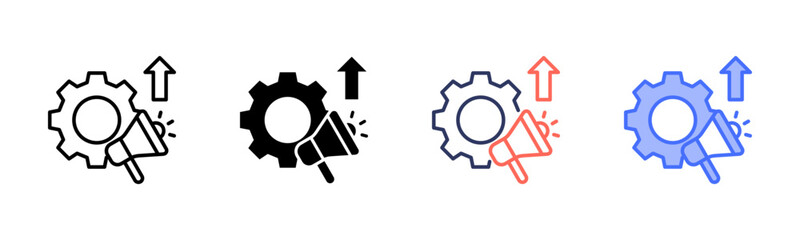 Marketing Settings icon set multiple style collection