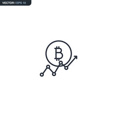 Bitcoin growth, linear style sign for mobile concept and web design