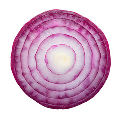 Vibrant slice of red onion against black backdrop showcasing concentric layers