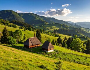 Generated image of Romanian Carpathian hills and mountains 