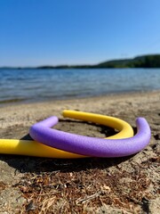 Swimming and relaxation on a sunny day at the beach.