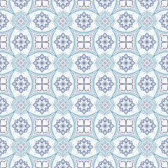 Blue Flowers And Temple  Pattern With