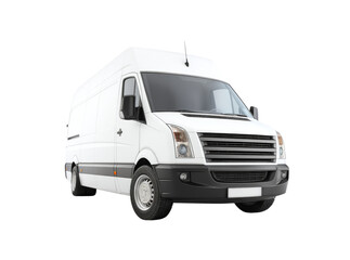 White delivery van isolated on black background commercial vehicle transportation. Isolated On Transparent Background