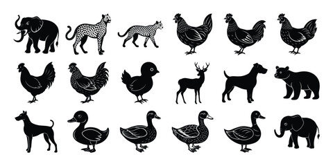 Silhouette Collection of Farm and Wild Animals