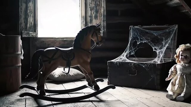 A Haunted Attic with Creepy Old Toys at Night | Spooky Horror