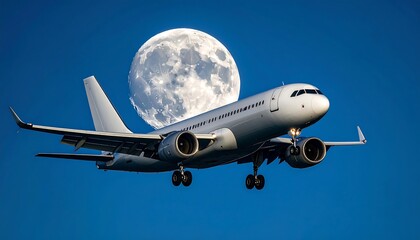 Obraz premium Airplane moonlit landing