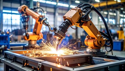 Industrial Robots Welding Metal