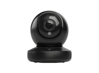 Sleek black smart home security camera 360 degree panoramic view. Isolated On Transparent Background