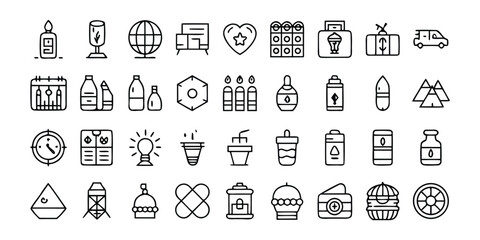 Fototapeta premium Global communication vector icon set: diverse country and business symbols for web design