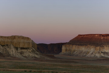 Sunrise in the Valley of Castles in Mangystau, Kazakhstan
