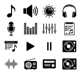 Dynamic music icons collection for modern entertainment and audio design projects