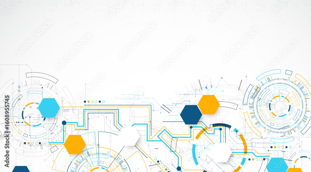 Poster abstract background. scientific and technological concept with the use of technical elements formed 